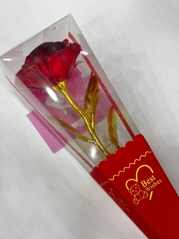 Red Rose with Golden Stem